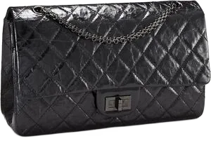 Black distressed quilted Chanel 2.55 flap bag with a Mademoiselle lock