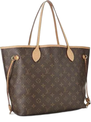 Louis Vuitton Neverfull monogram canvas tote with tan leather trim