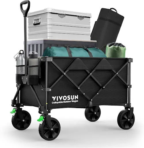VIVOSUN collapsible outdoor wagon loaded with a cooler and garden supplies