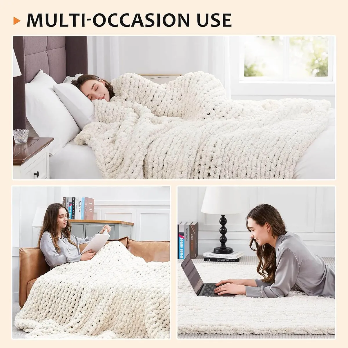L�AGRATY Chunky Knit Blanket Throw