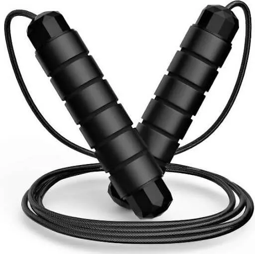 Weighted jump rope with foam-wrapped black handles