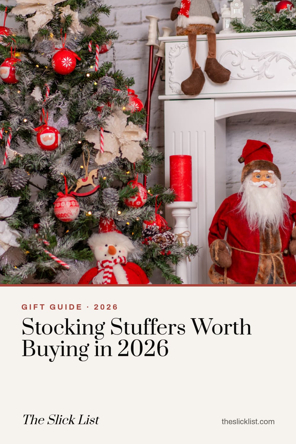 Pinterest image: "Stocking Stuffers Worth Buying in 2026", a gift guide from The Slick List